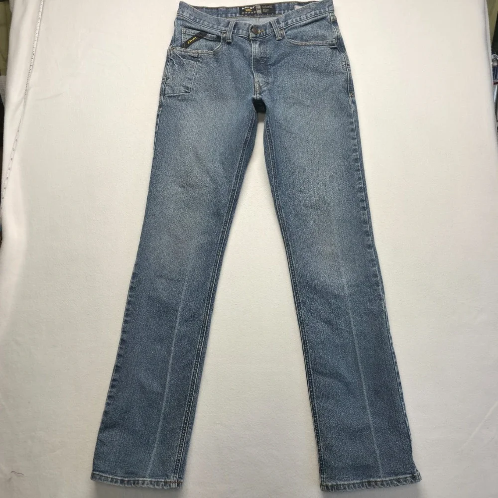 Ariat M4 Rebar Relaxed Boot Cut Denim Blue Jeans Size 32x38 Actual 31x37